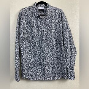 Liberty Fabric Junk de LUXE Liden Gray Long Sleeve Button Down Shirt Men’s Large